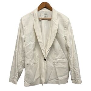 J Crew Womens White Linen Blazer Coat Jacket Size 22 Coastal Beach‎ Office